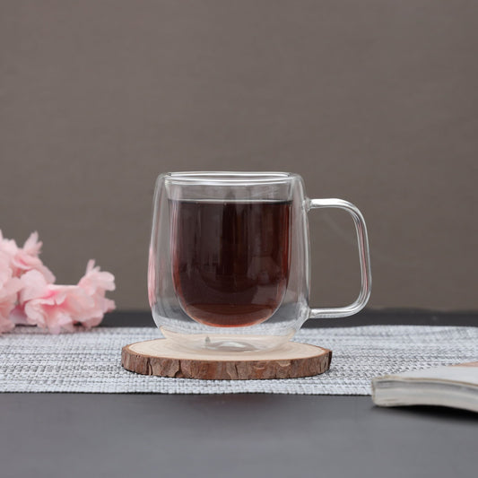 Classic Oval Shape Double Wall Glass Coffee Mug