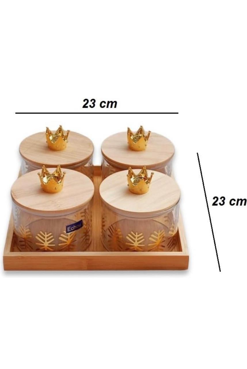 Dry-Fruit Jars with Bamboo Tray
