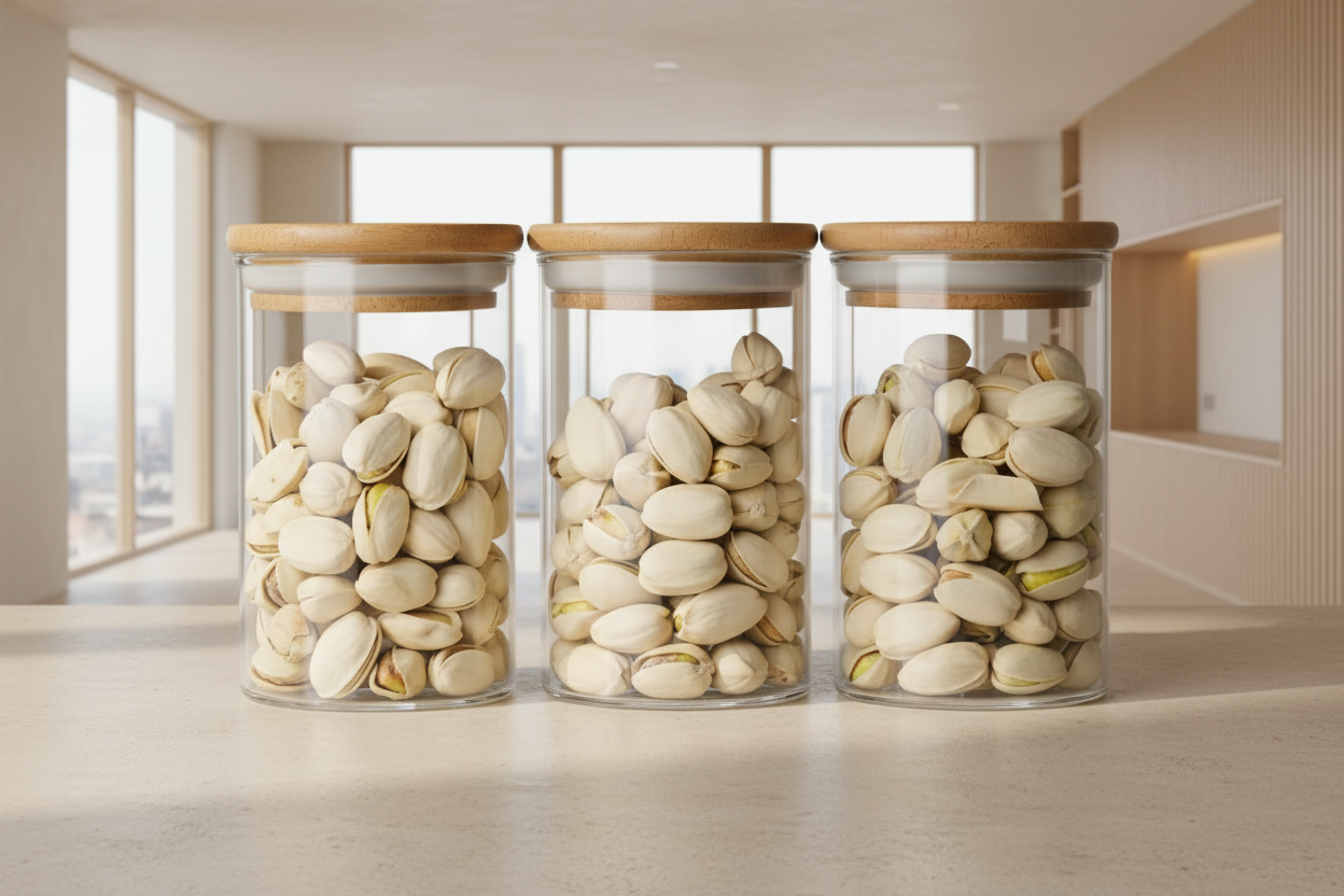 3-Piece Glass Storage Jar Set with Wooden Lids – Airtight Kitchen Containers 220ml
