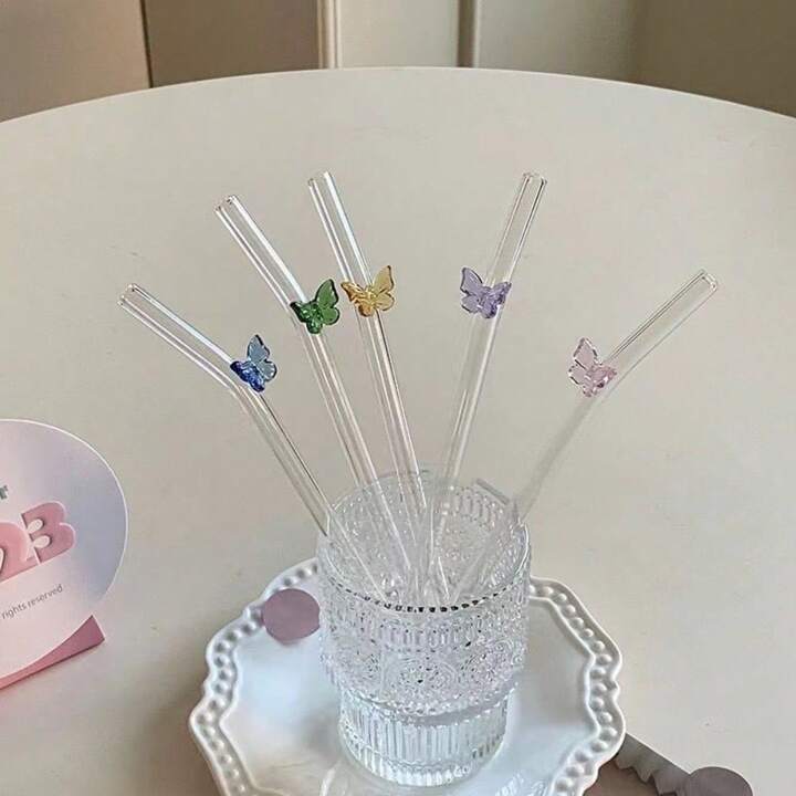 Butterfly Glass Straw-Pack of 6