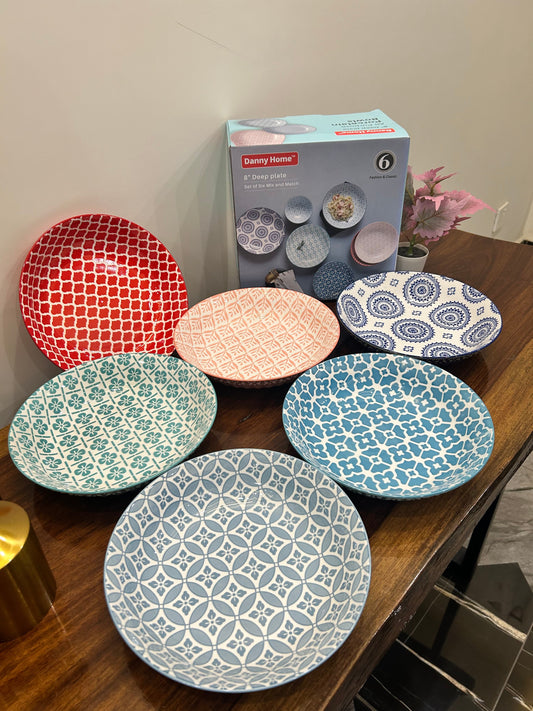 Danny Home Multicolour Deep Plate (6Pcs)