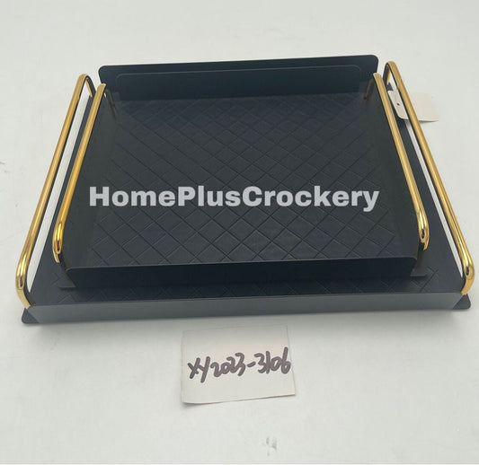 Metal Base Leather Tray-Matt