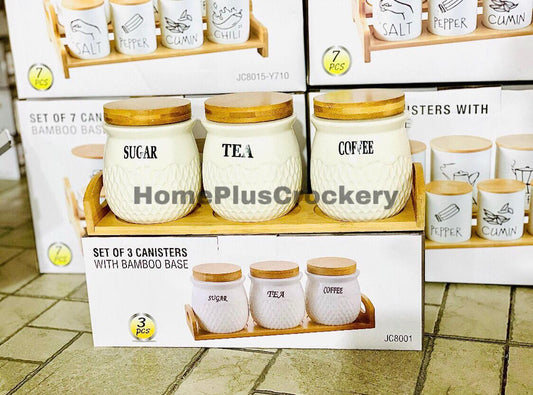 Cannister Set 3-Pcs with Bamboo Tray