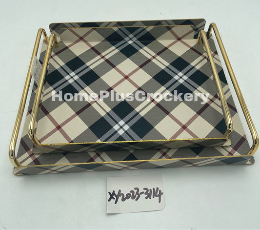 Metal Base Leather Tray