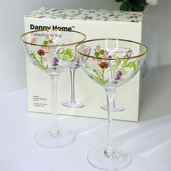Danny Home Flower Coupe Glass 2Pcs