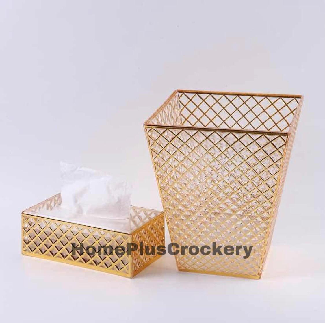 Acrylic Dustbin Tissue Box Set (Square)