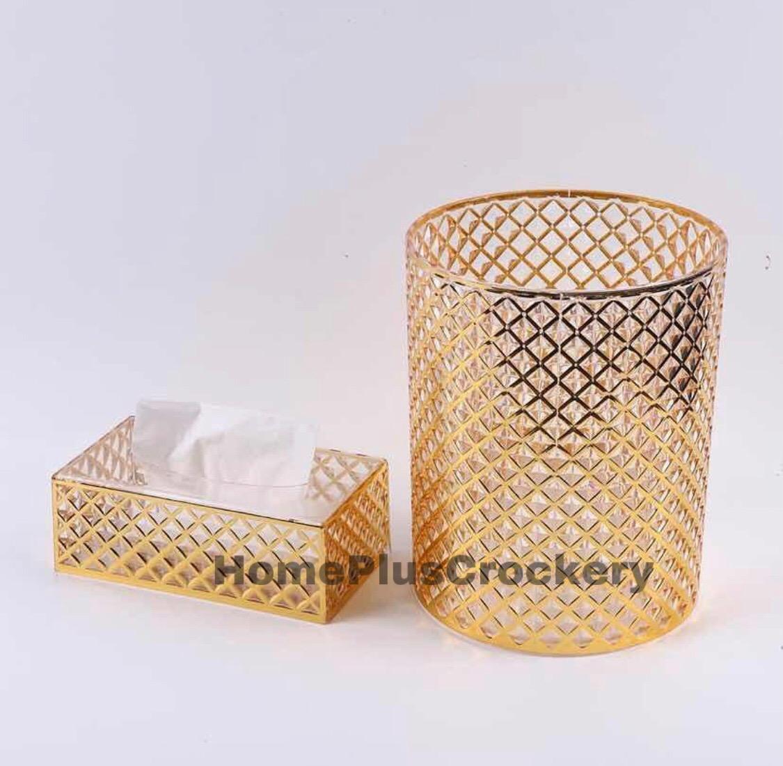 Acrylic Dustbin Tissue Box Set (Round)