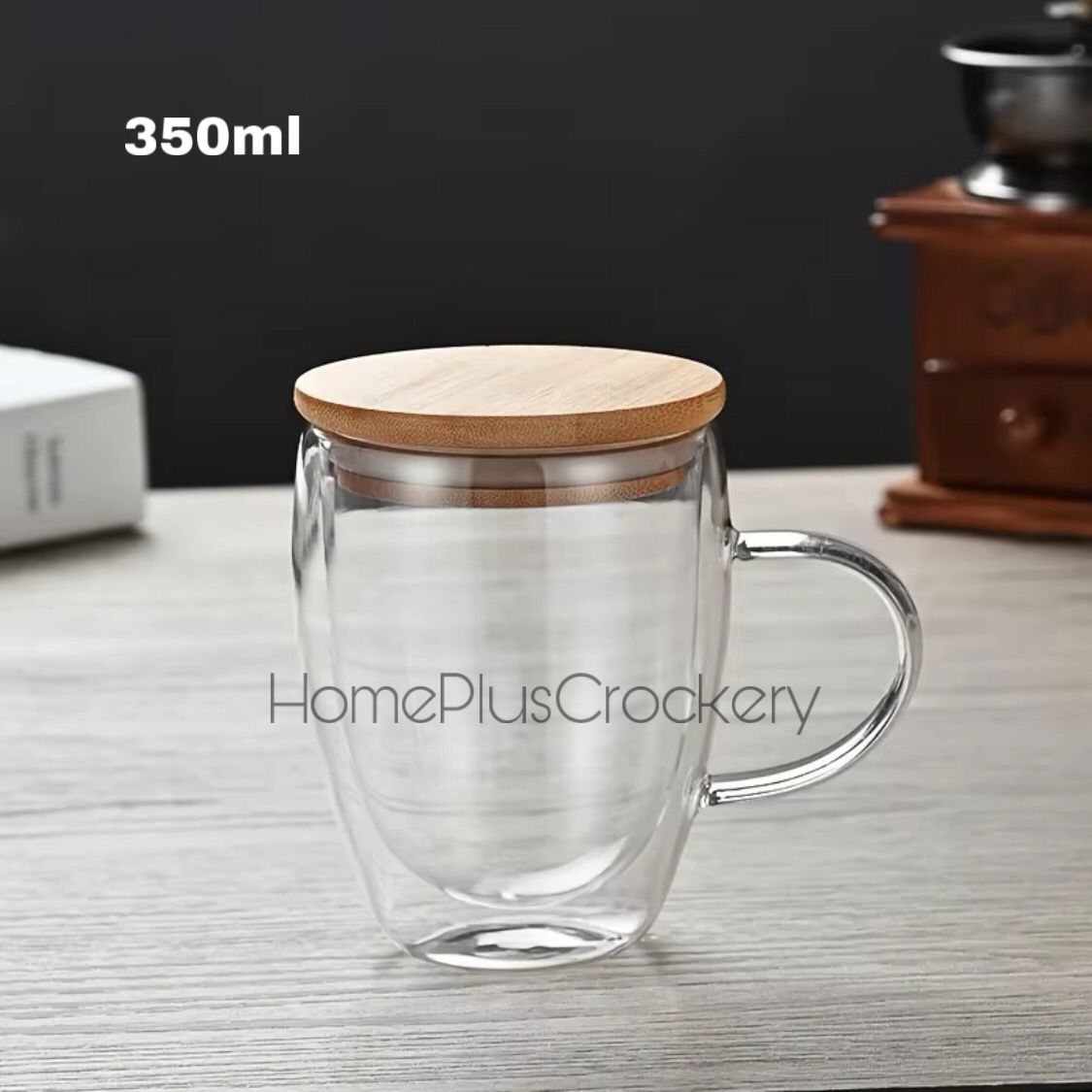 Double Wall Glass Mug with Lid