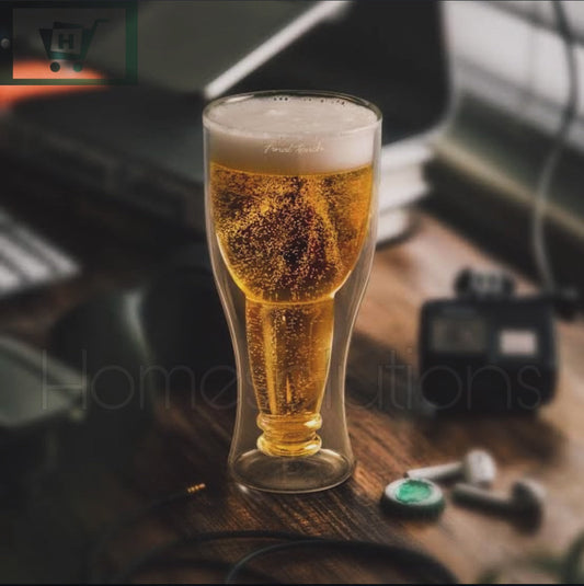 Joanna Flicker Bottoms Up Bottle Double Wall Beer Glass 500ml