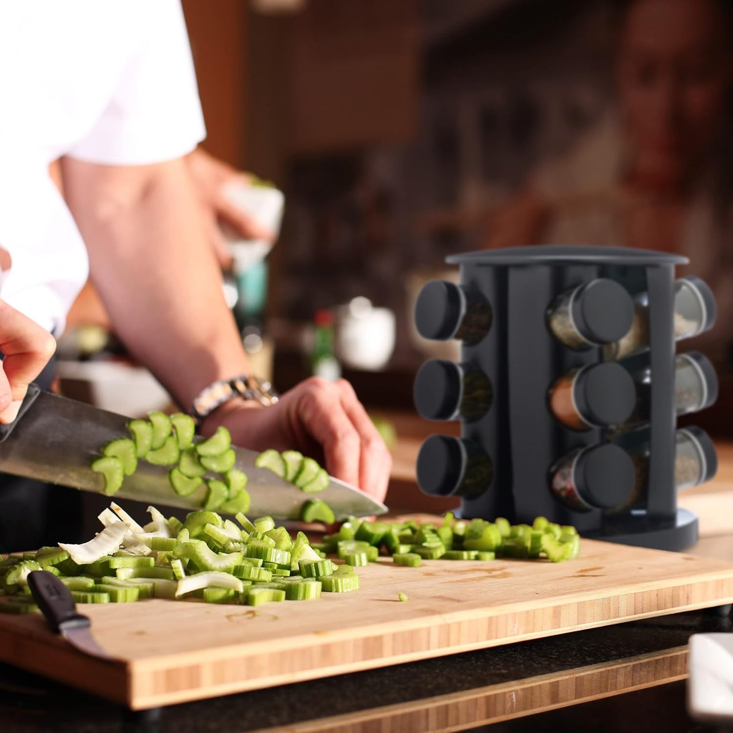 12 Pcs Revolving Spice Rack - Black