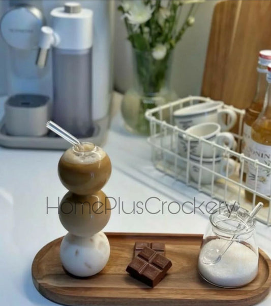 Caterpillar Coffee Glass with Straw