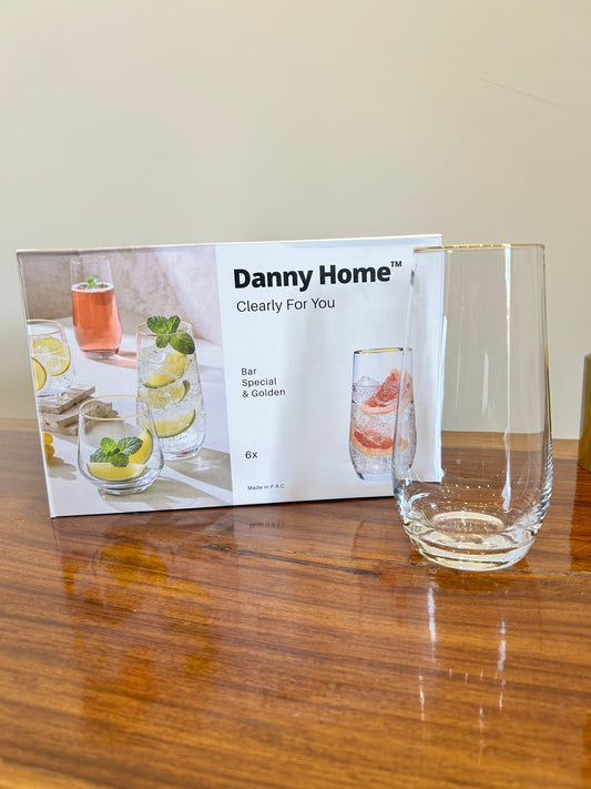 Danny Home Golden Bar Glass 6Pcs (550ml)