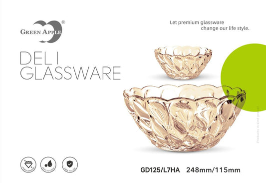 Deli® Imported 7-Piece Gold Glass Fruit & Dessert Bowl Set - GD125/L7HA - 248mm/115mm