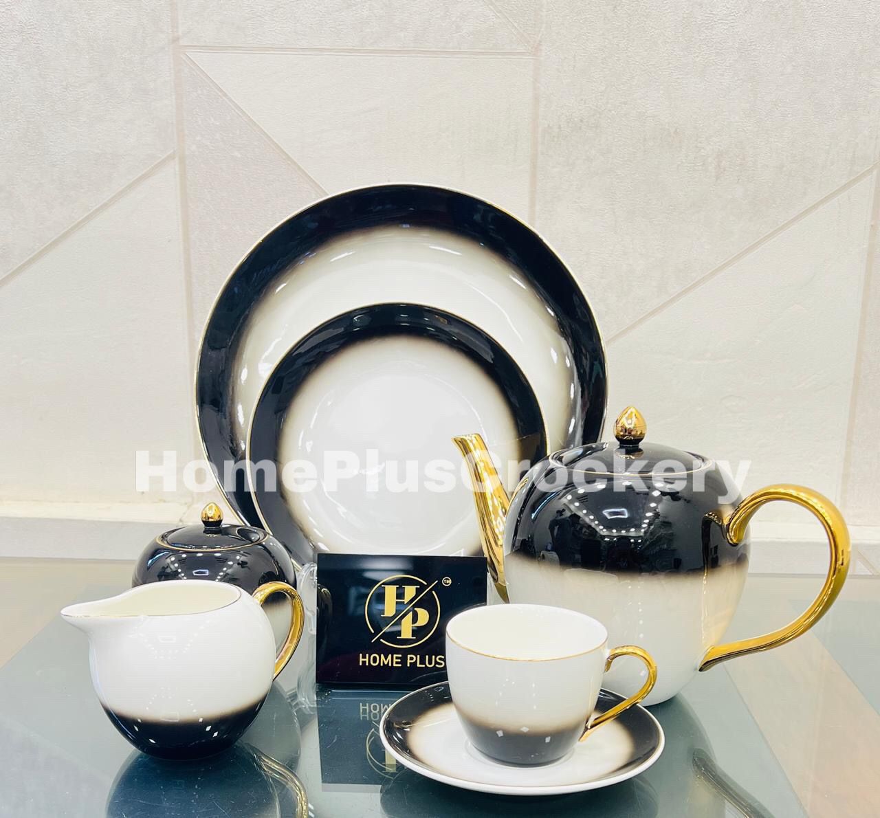Tea Set 24Pcs-Black and White