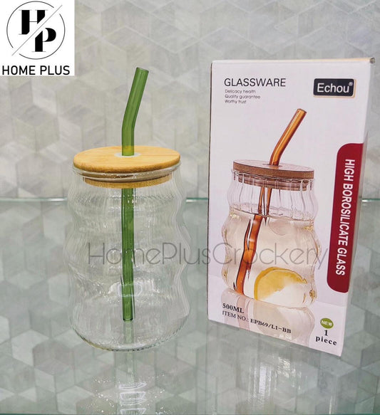 Glass Sipper With Bamboo Lid