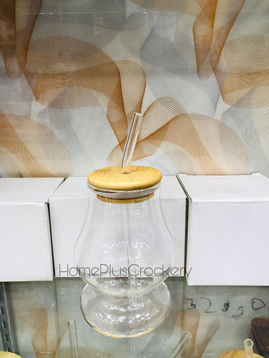 Glass Sipper with Wooden Lid