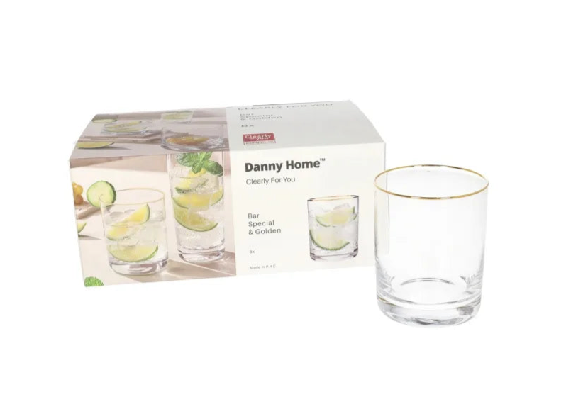 Danny Home Golden Bar Glass 6Pcs (410ml)