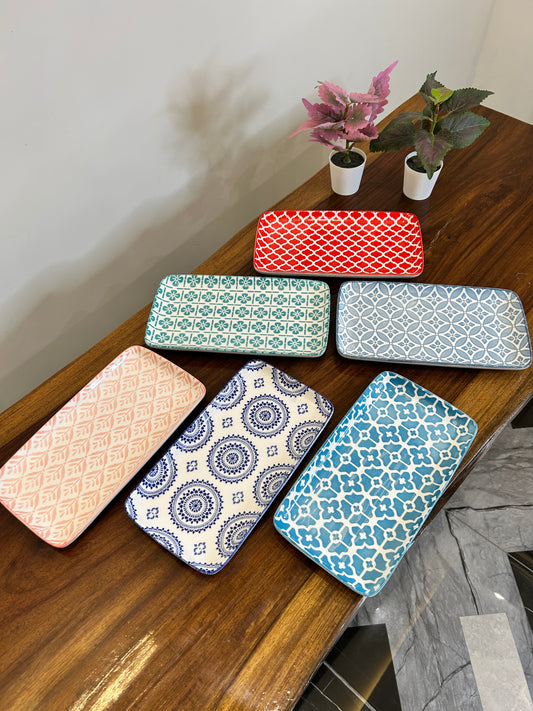 Danny Home Multicolour Series Rectangle Platter (6Pcs)