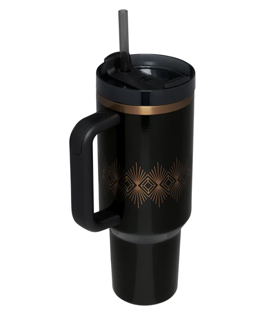 Deco Collection Quencher H2.0 FlowState™ Tumbler | 40 OZ - Black Gloss Deco