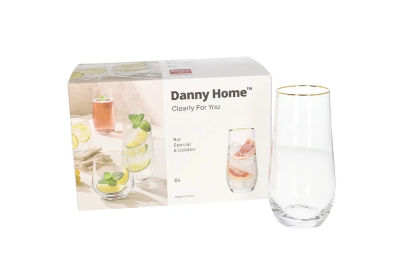 Danny Home Golden Bar Glass 6Pcs (550ml)