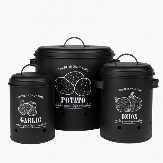 Tin Storage Bucket Set – 3 Pcs