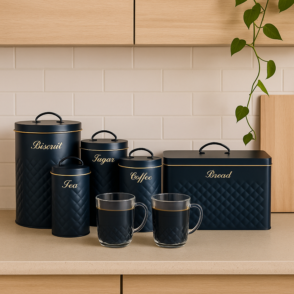 5 Pcs Metal Kitchen Jar Set