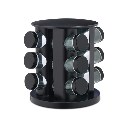 12 Pcs Revolving Spice Rack - Black