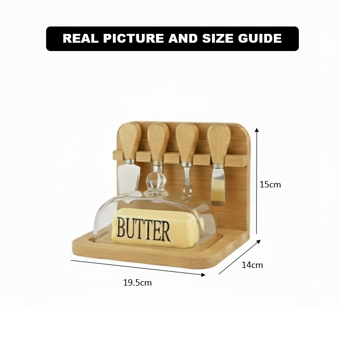 Butter Keeper & Spreader Set with Bamboo Base