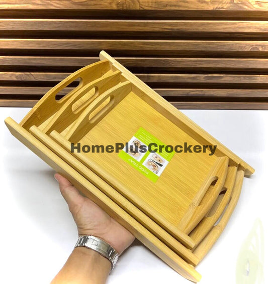 3-Piece Bamboo Tray Set