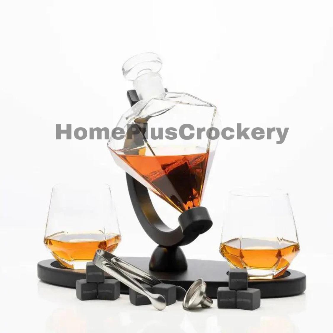 Diamond Shape Glass Decanter Set