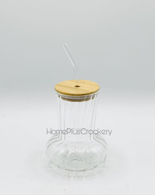 Elegant Glass Sipper with Wooden Lid