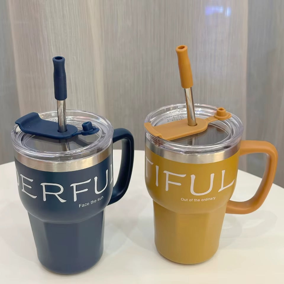 600ml Coffee Tumbler with lid and Straw