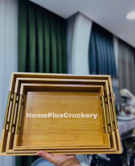 3-Piece Bamboo Tray Set