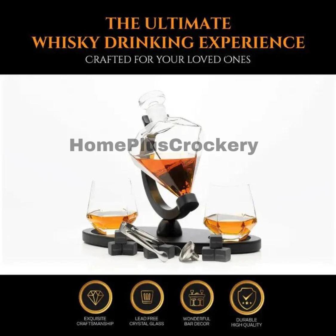 Diamond Shape Glass Decanter Set