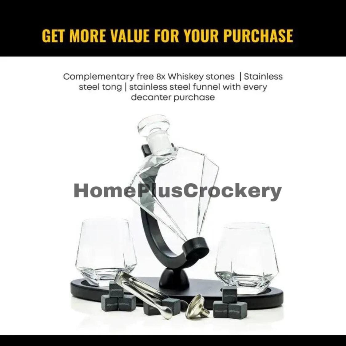 Diamond Shape Glass Decanter Set