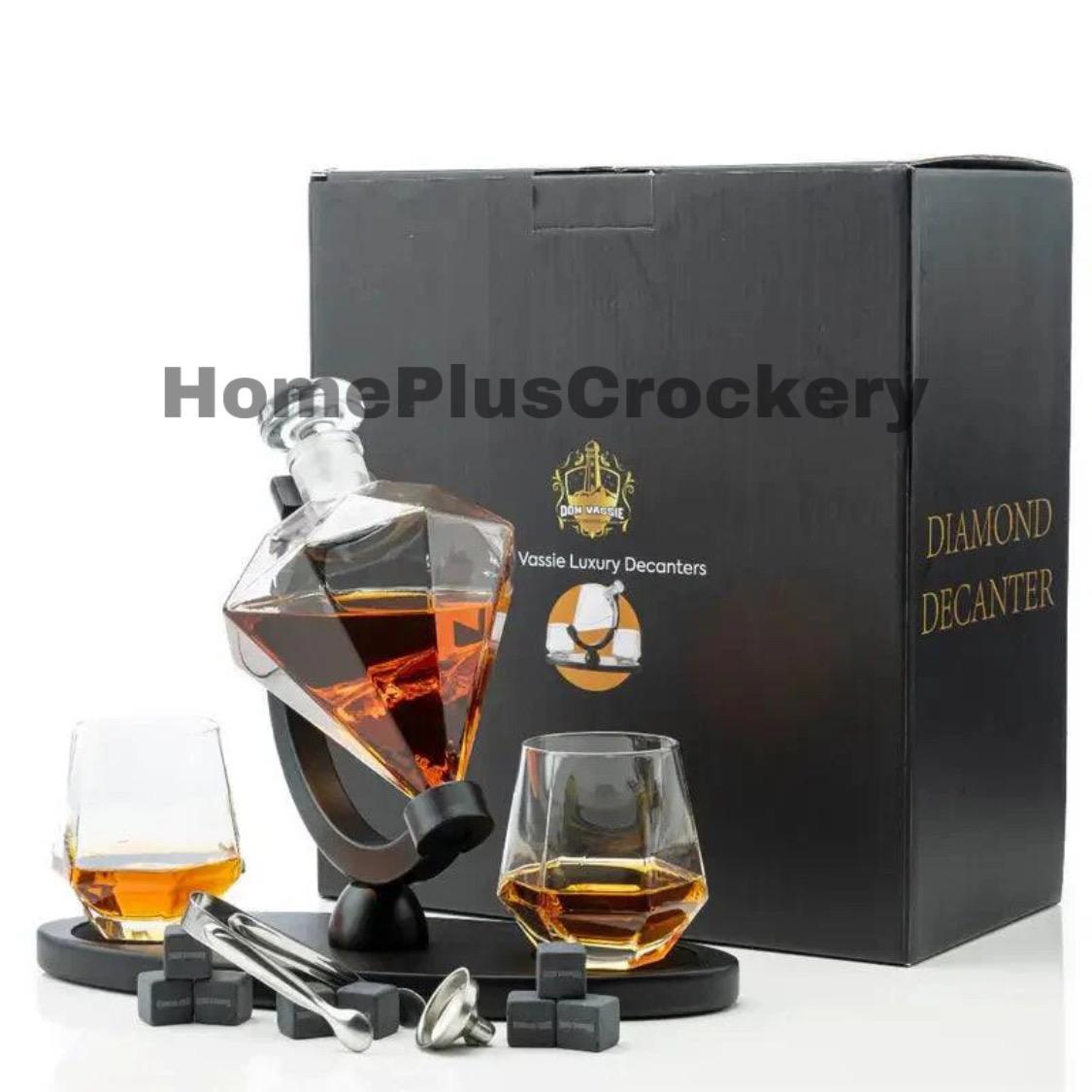 Diamond Shape Glass Decanter Set