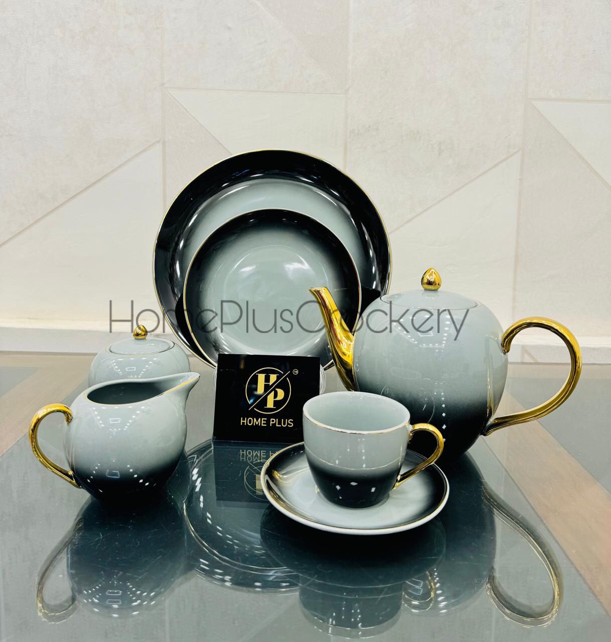 Tea Set 24Pcs-Grey and Black