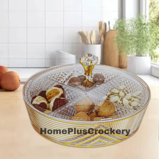Acrylic Dry Fruit Tray 4 Pcs with Lid (Round)