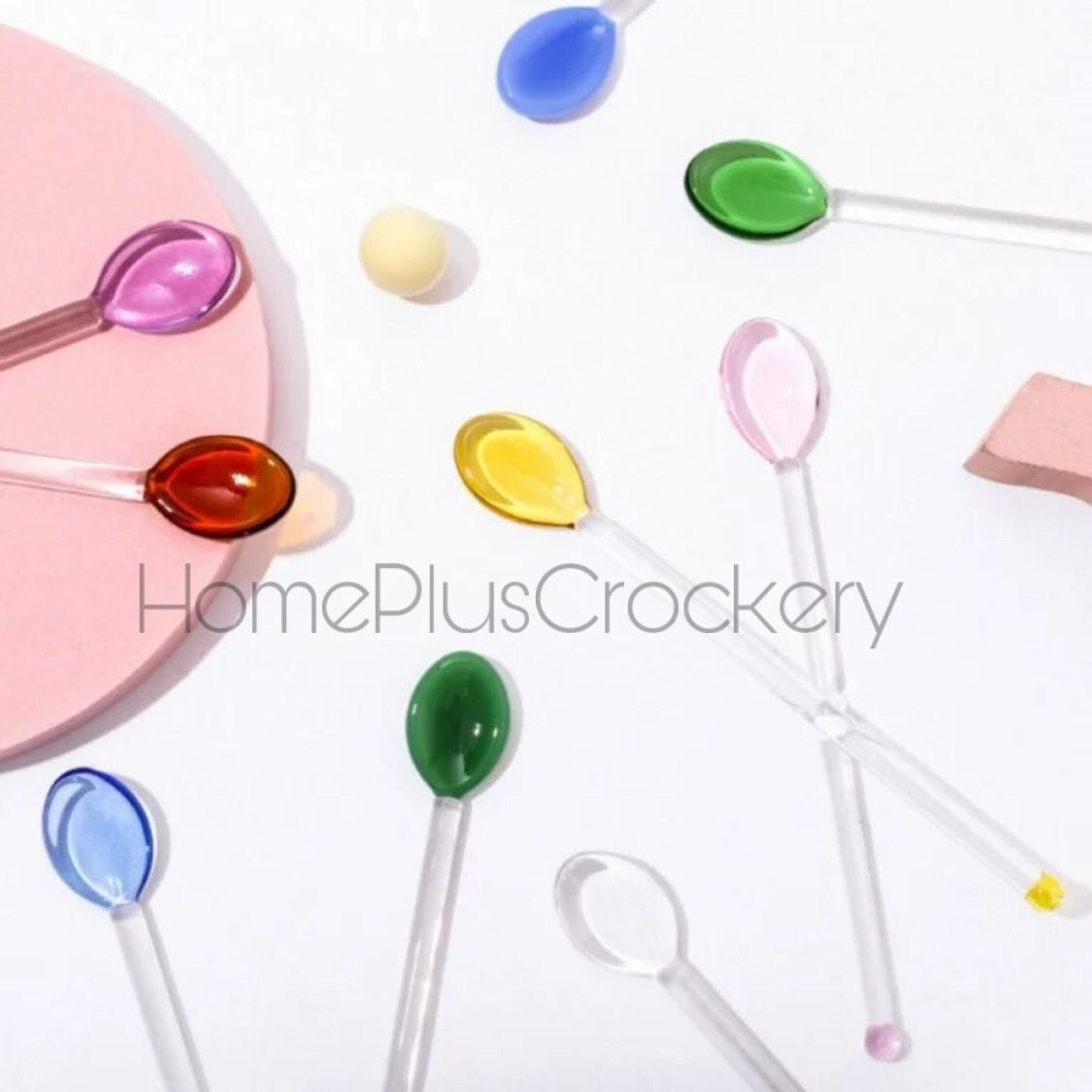 Glass Colorful Spoons-Pack of 6