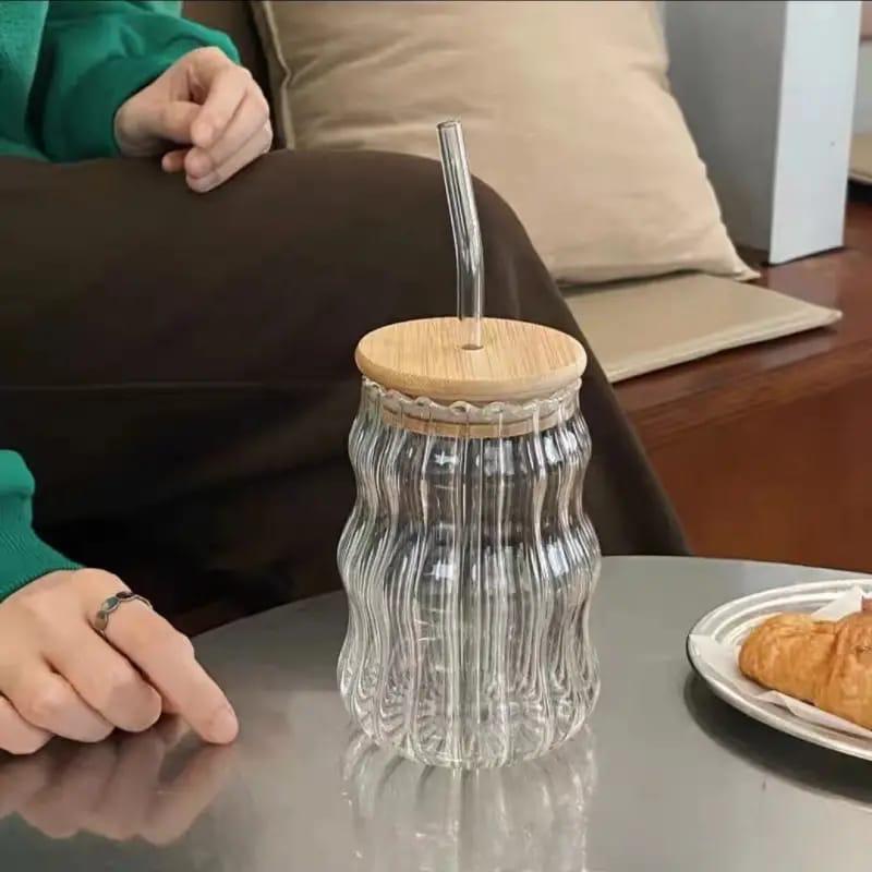Glass Sipper With Bamboo Lid