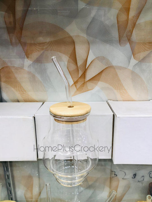 Glass Sipper with Wooden Lid