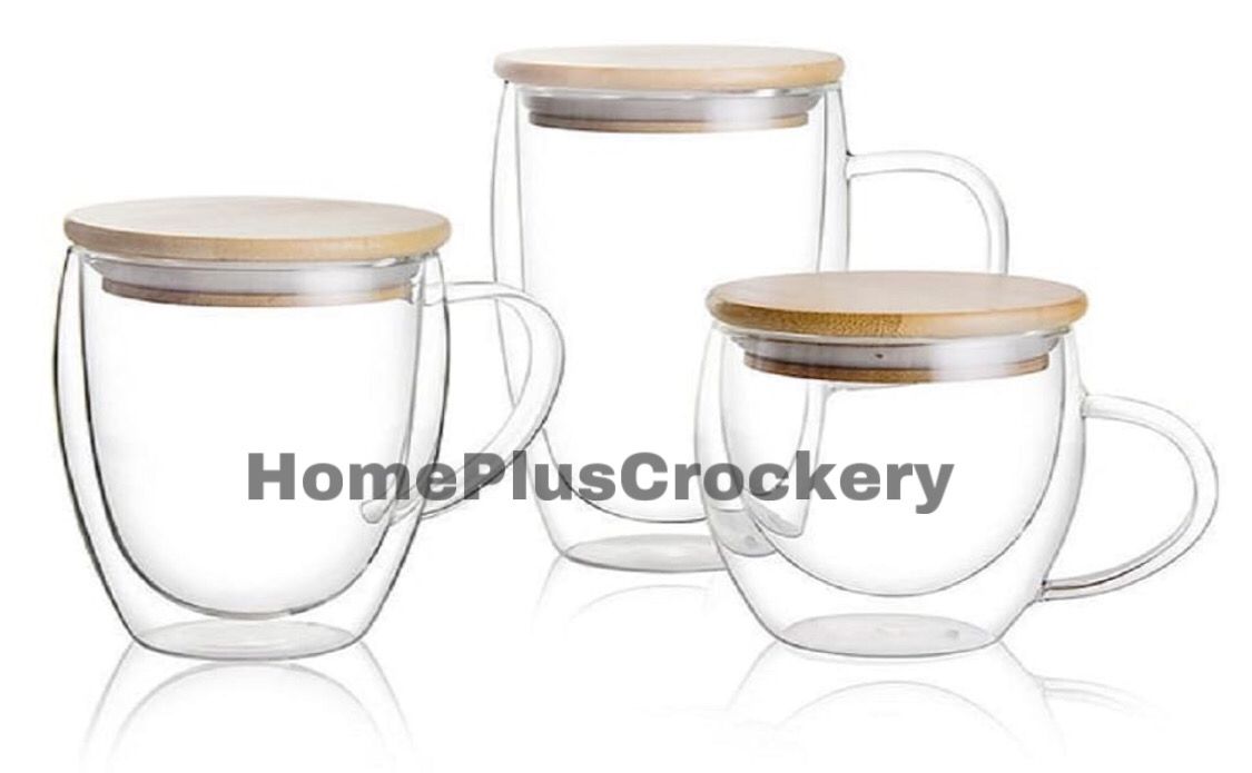 Double Wall Glass Mug with Lid
