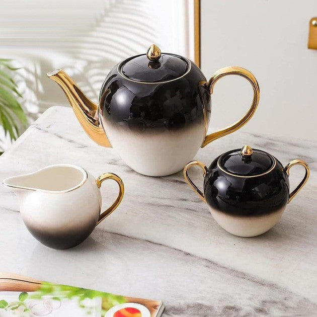 Tea Set 24Pcs-Black and White