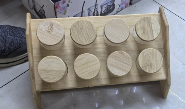 Spice Rack Set with 8 Jars – Compact Kitchen Masala Organizer Stand