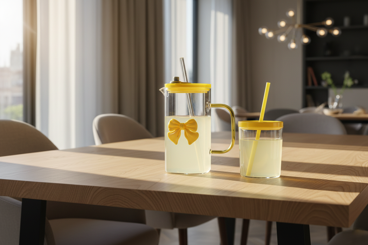 Flower Design Glass Sipper – Stylish Drinking Glass with Lid & Straw