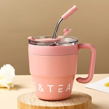 Korean Insulated Coffee Mug with straw