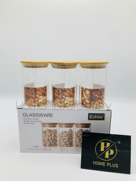 3-Pcs Glass Jar Set 270ml