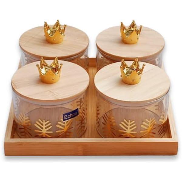 Dry-Fruit Jars with Bamboo Tray