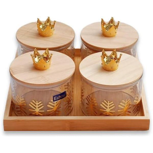 Dry-Fruit Jars with Bamboo Tray