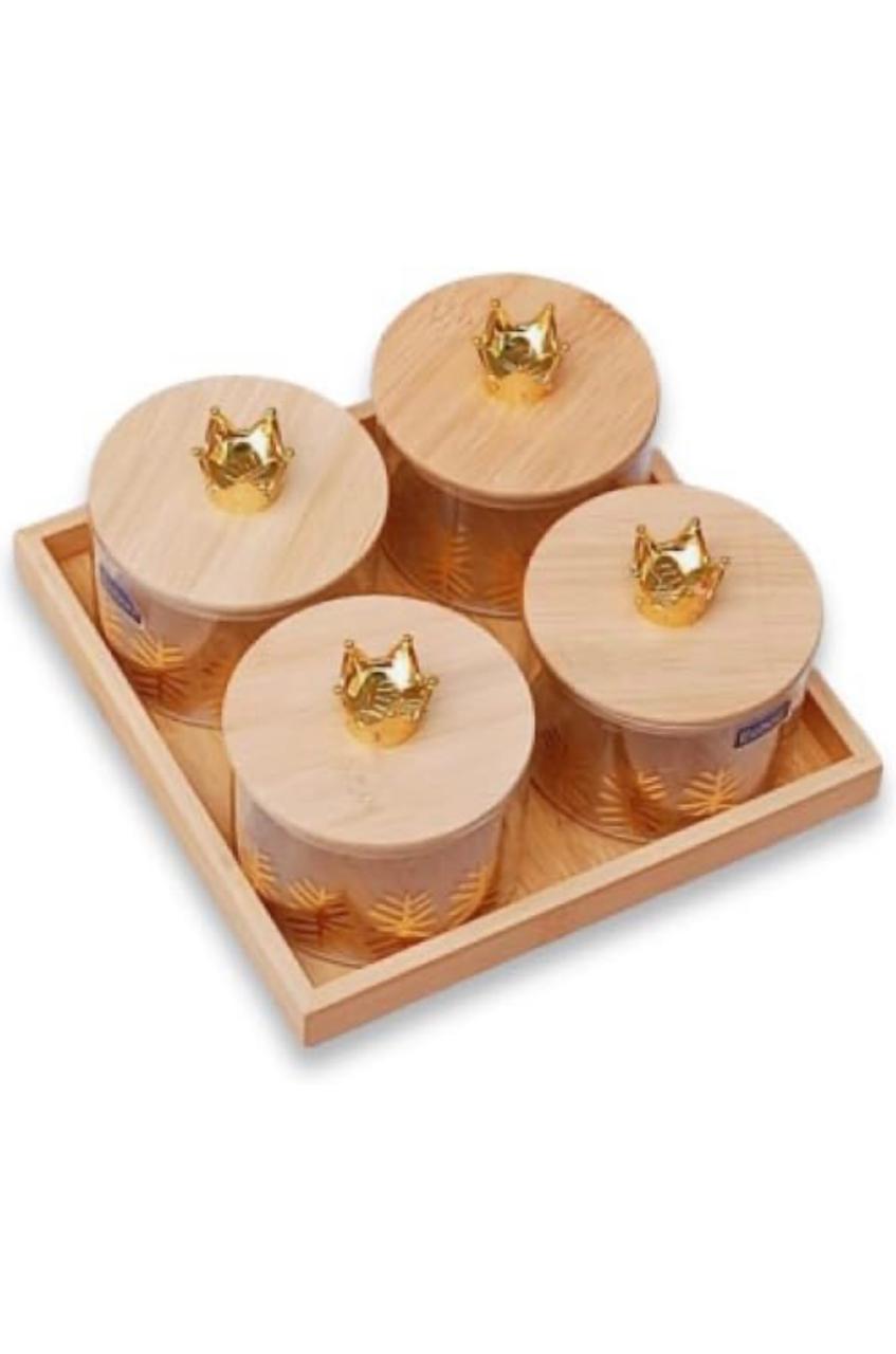 Dry-Fruit Jars with Bamboo Tray